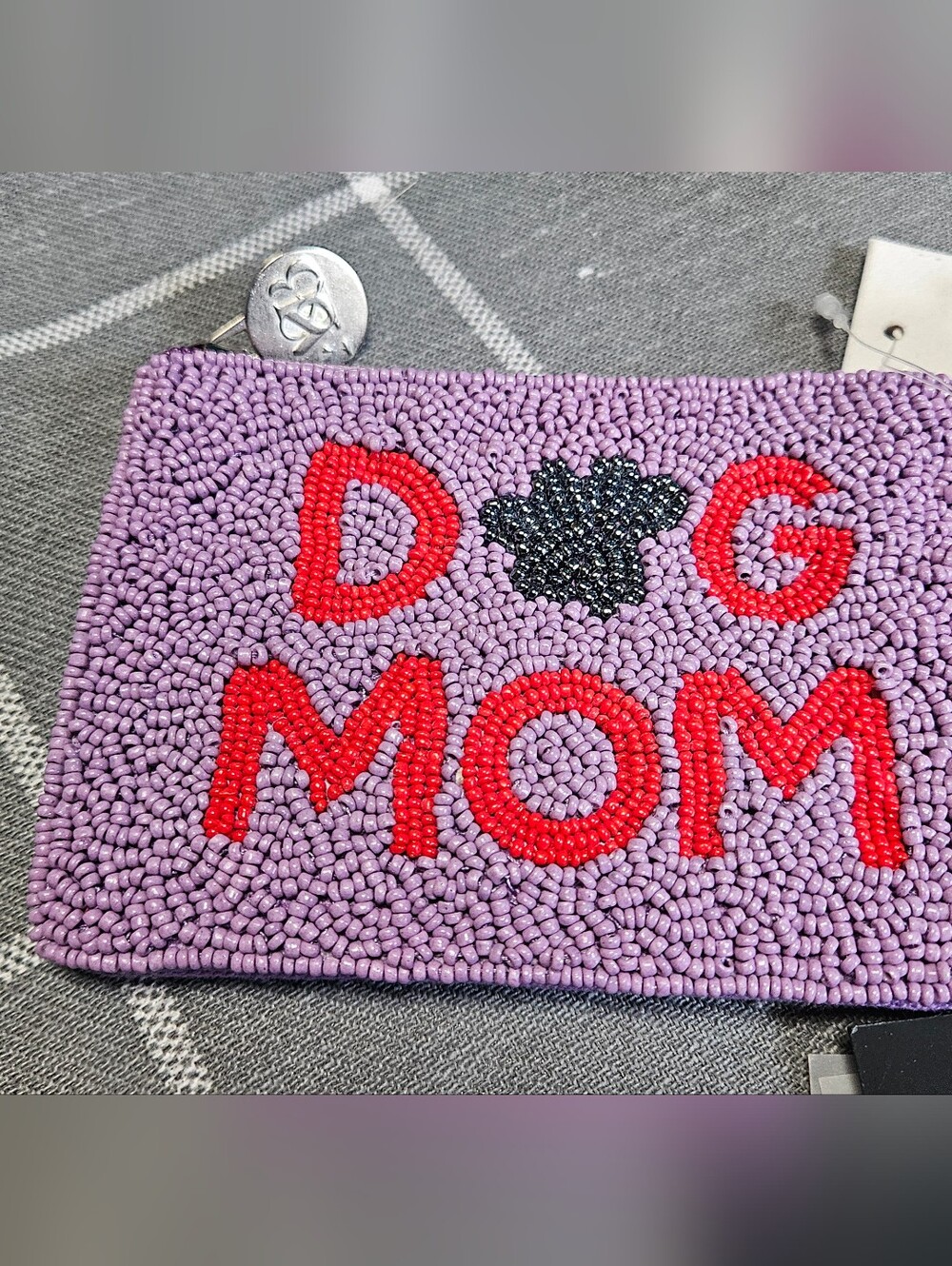 America & Beyond Lilac Beaded 'DOG MOM' Wristlet - Picture 2 of 8
